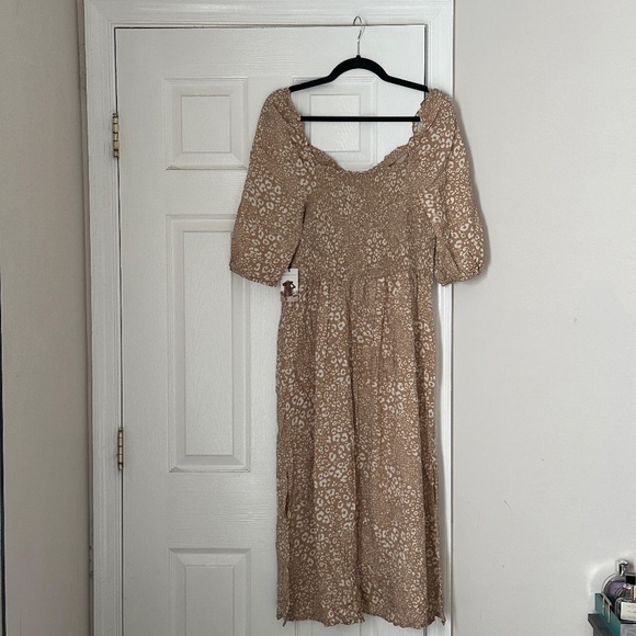 Brand New Sincerely Jules Leopard Cheetah Print Tan Dress Size XL Maxi Cottage - Picture 4 of 7